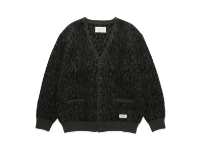 WACKO MARIA Leopard Heavy Mohair Knit Jacquard Cardigan "Khaki"