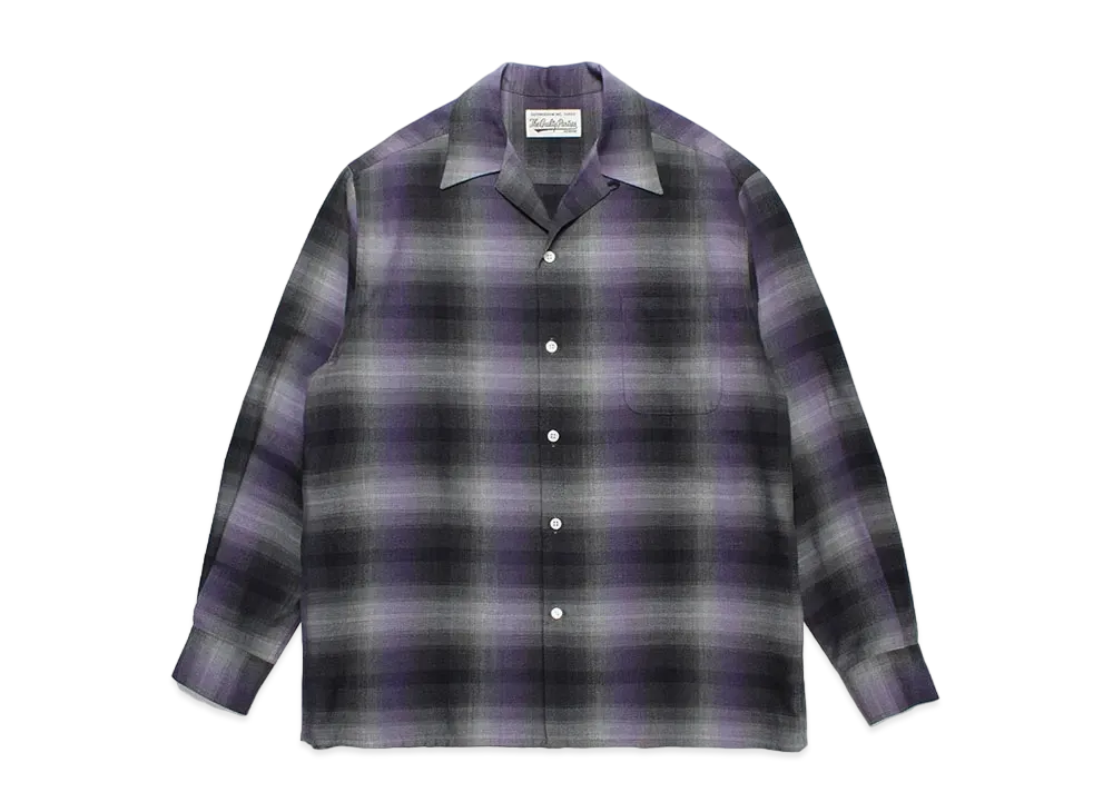 WACKO MARIA Check Open Collar Shirt "Purple"