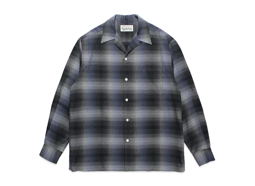 WACKO MARIA Check Open Collar Shirt "Navy"