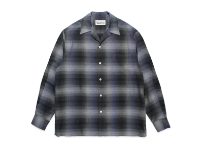 WACKO MARIA Check Open Collar Shirt "Navy"