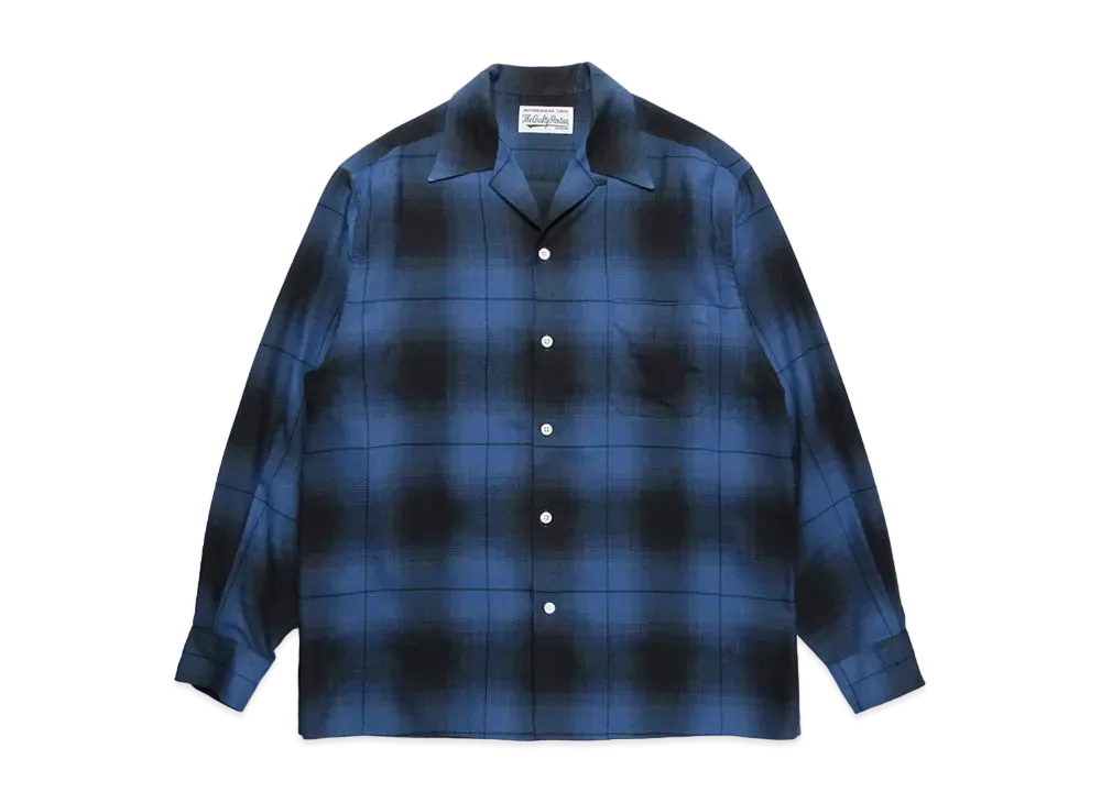WACKO MARIA Check Open Collar Shirt "Blue"