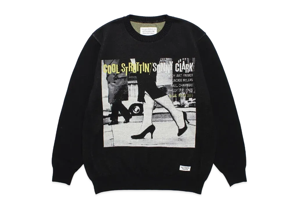 WACKO MARIA BLUE NOTE Jacquard Knit Sweater "Black"