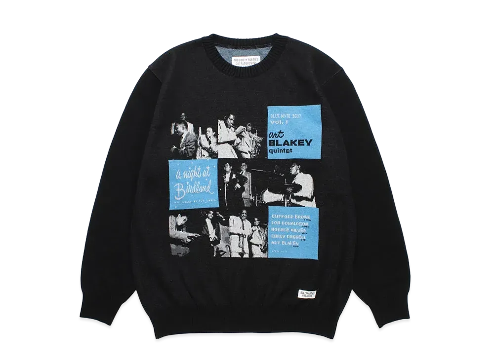 WACKO MARIA BLUE NOTE Jacquard Knit Sweater "Black"