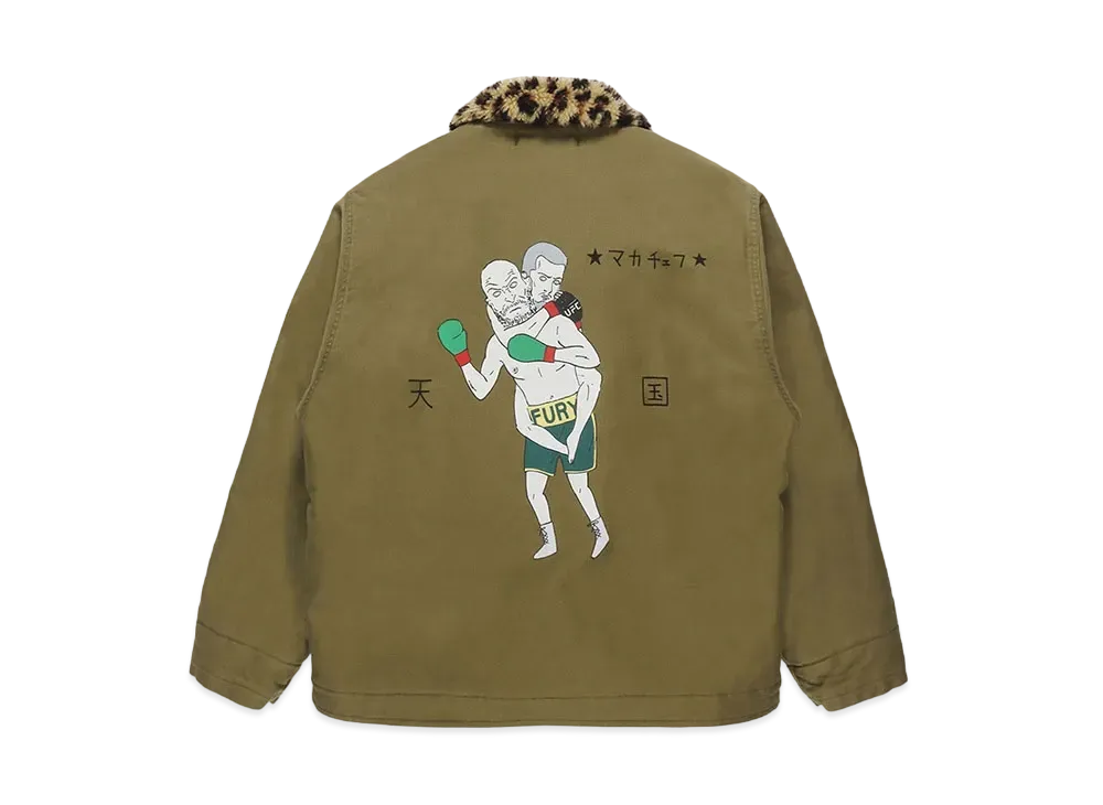 WACKO MARIA Leopard Boa Deck Jacket "Khaki"
