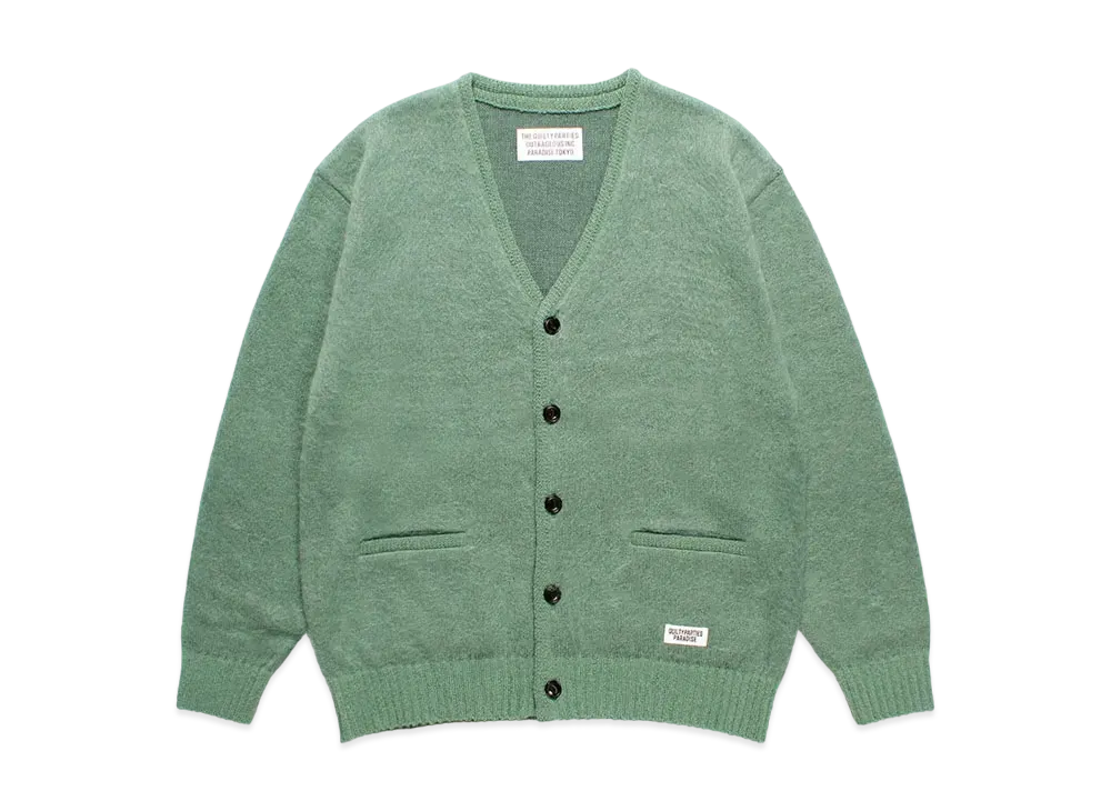 ワコマリア モヘア ニット カーディガン "アッシュ グリーン"