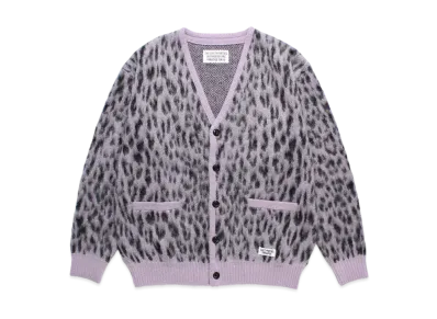 WACKO MARIA Leopard Mohair Knit Jacquard Cardigan "Light Purple"