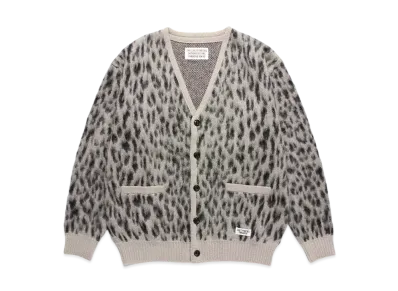 WACKO MARIA Leopard Mohair Knit Jacquard Cardigan "Ivory"
