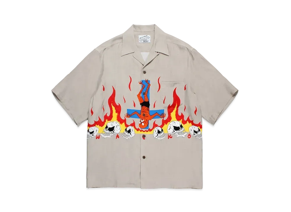 WACKO MARIA x neckface / Hawaiian Shirt "Beige"