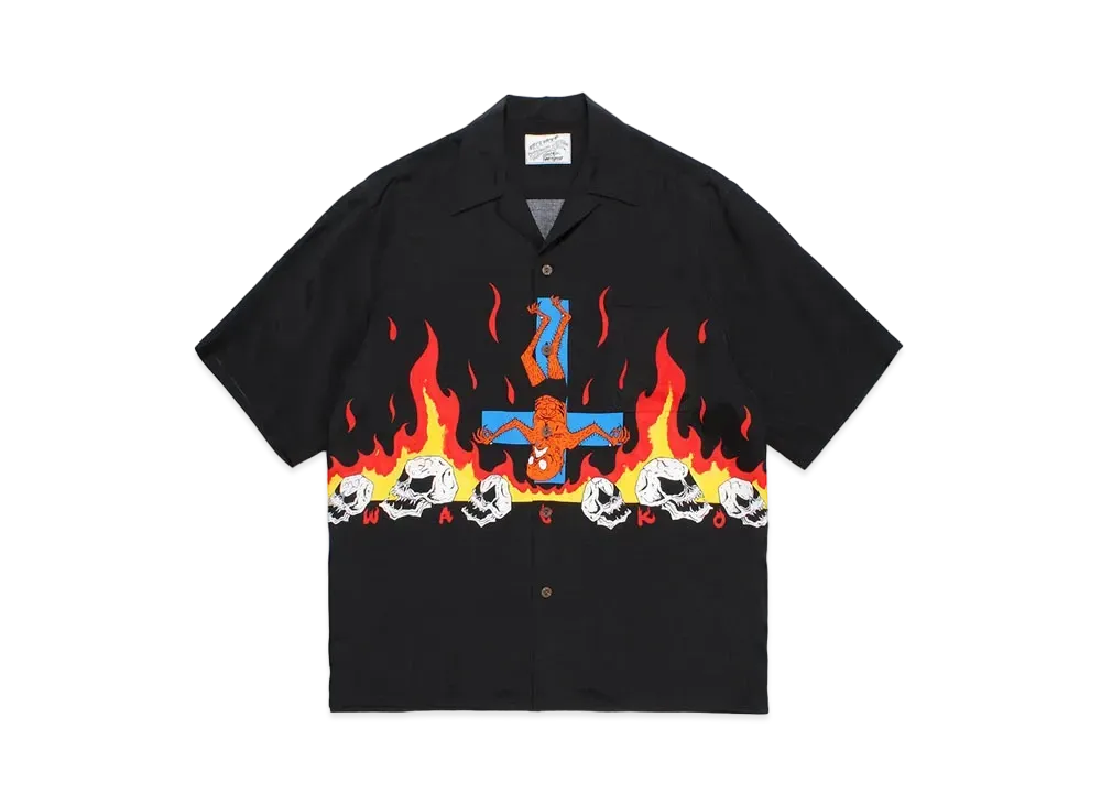 WACKO MARIA x neckface / Hawaiian Shirt "Black"