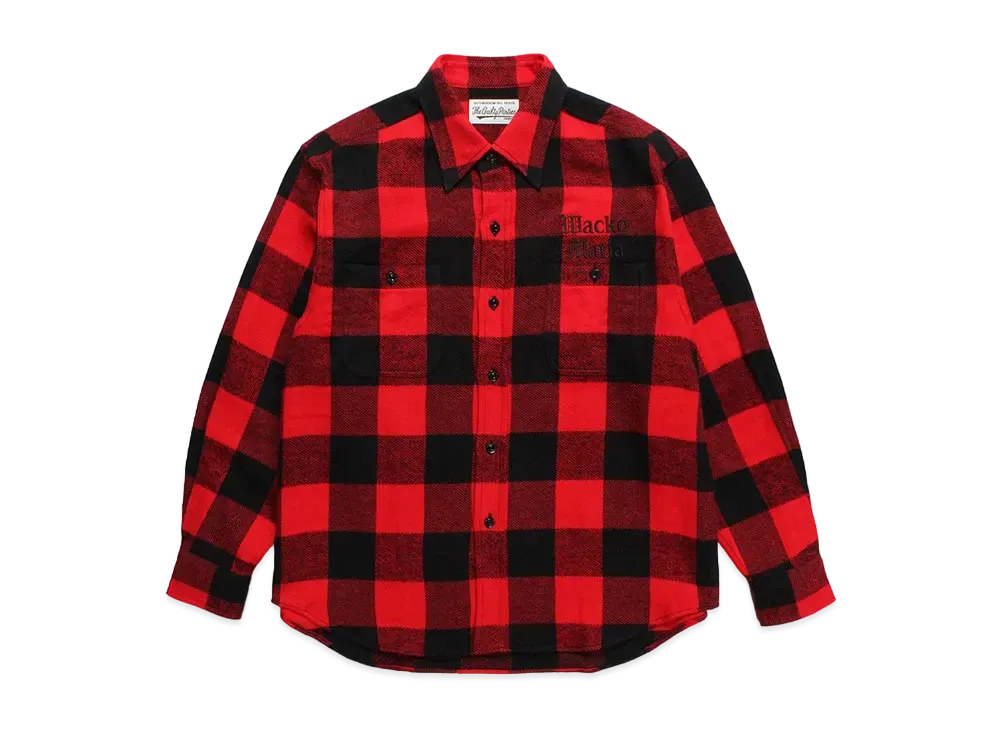 トップス WACKO MARIA BLOCK CHECK FLANNEL SHIRT WACKO MARIA/BLOCK CHECK FLANNEL SHIRT（L-PURPLE）［ブロック