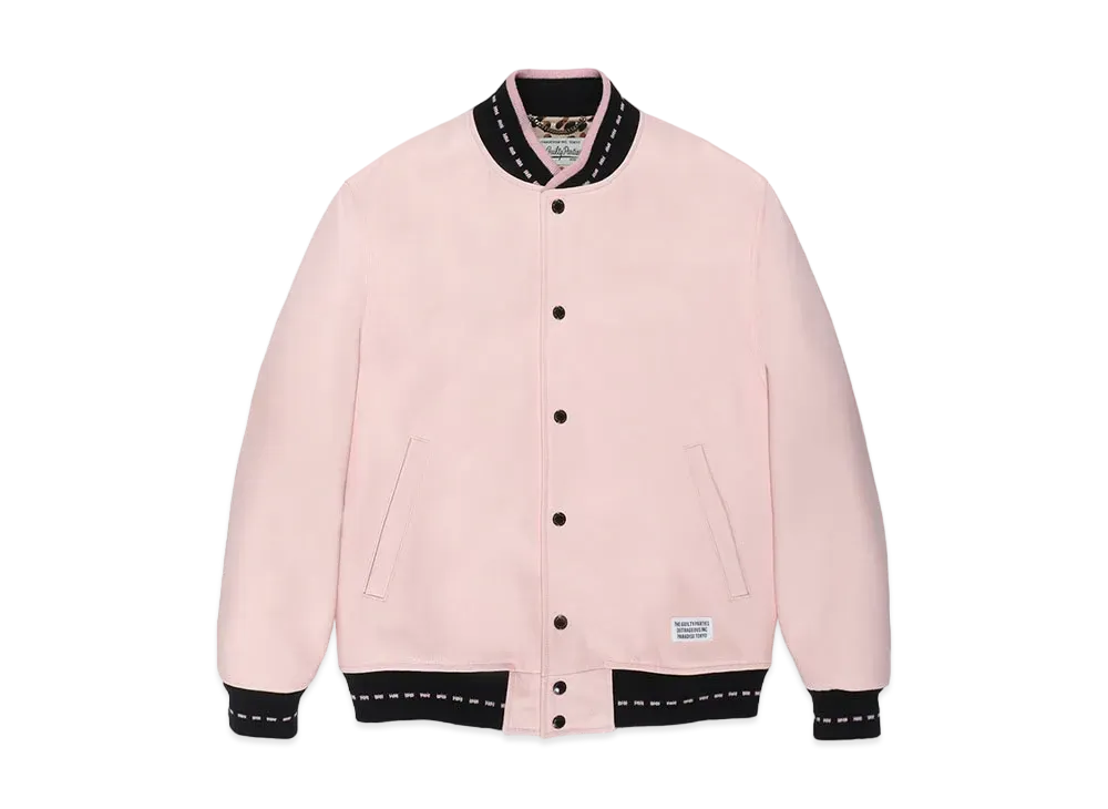 WACKO MARIA Leather Varsity Jacket "Pink"