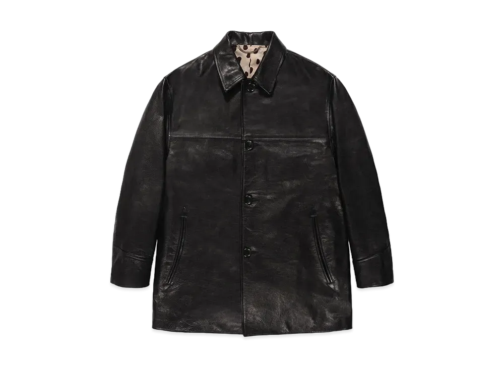WACKO MARIA Leather Car Coat "Black"