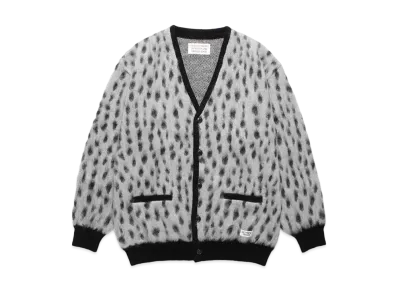 WACKO MARIA Leopard Jacquard Mohair Knit Cardigan "White"