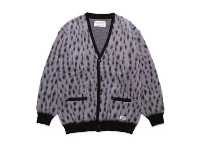 WACKO MARIA Leopard Jacquard Mohair Knit Cardigan "Purple"