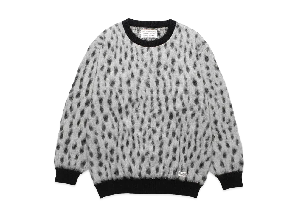WACKO MARIA Leopard Jacquard Mohair Knit Sweater "White"
