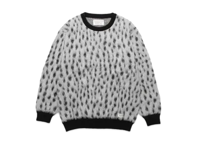 WACKO MARIA Leopard Jacquard Mohair Knit Sweater "White"