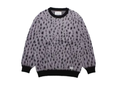 WACKO MARIA Leopard Jacquard Mohair Knit Sweater "Purple"