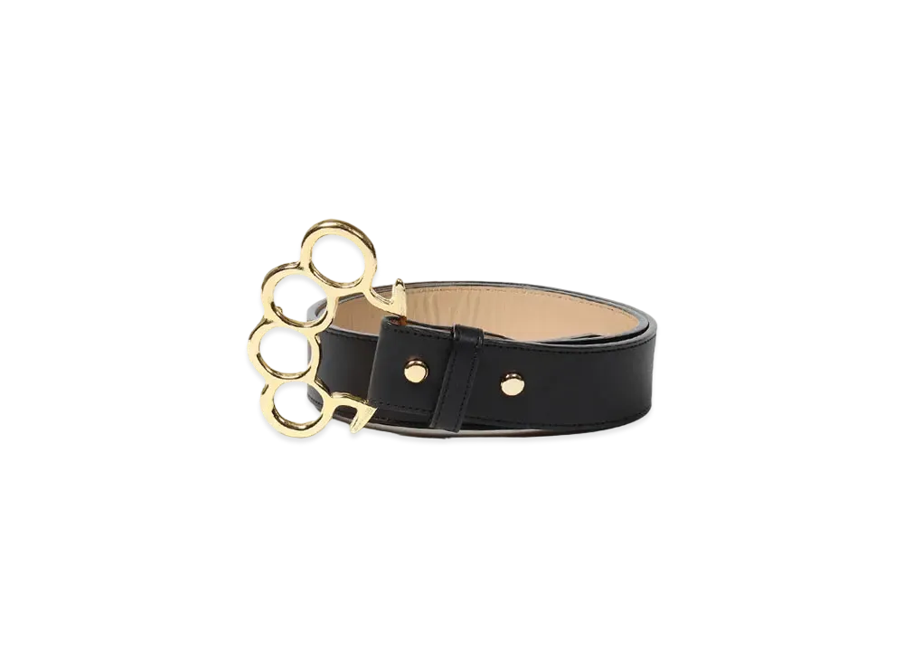WACKO MARIA Johnny / Leather Belt "Black-Gold"