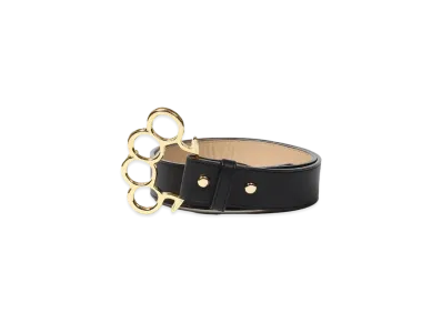 WACKO MARIA Johnny / Leather Belt "Black-Gold"