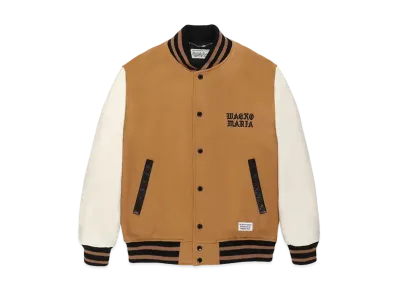 WACKO MARIA Cowhide Leather Varsity Jacket "Beige"