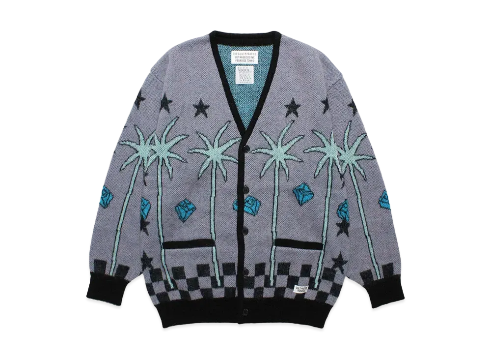 WACKO MARIA 世界平和プロジェクト / Jacquard Mohair Knit Cardigan "Purple"