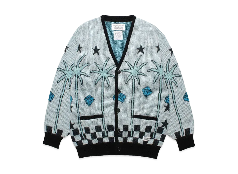 WACKO MARIA 世界平和プロジェクト / Jacquard Mohair Knit Cardigan "White"
