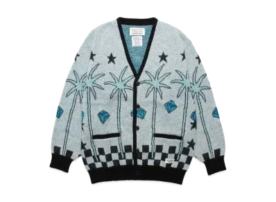 WACKO MARIA 世界平和プロジェクト / Jacquard Mohair Knit Cardigan "White"