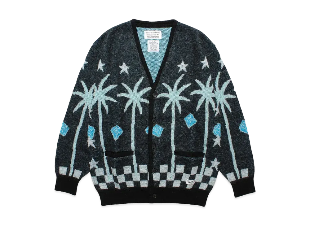 WACKO MARIA 世界平和プロジェクト / Jacquard Mohair Knit Cardigan "Black"