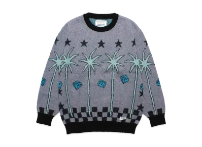 WACKO MARIA 世界平和プロジェクト / Jacquard Mohair Knit Sweater "Purple"