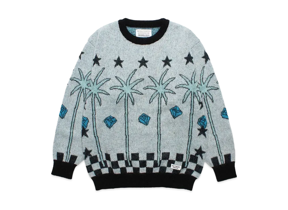 WACKO MARIA 世界平和プロジェクト / Jacquard Mohair Knit Sweater "White"