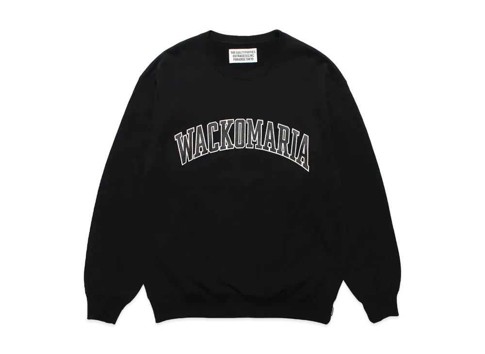 WACKO MARIA Middle Weight Crew Neck Sweat Shirt "Black"