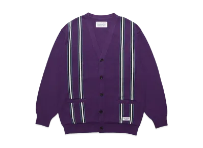 WACKO MARIA Striped Jacquard Knit Cardigan "Purple"