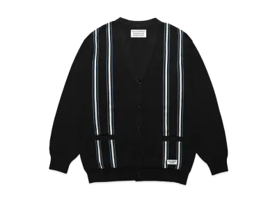 WACKO MARIA Striped Jacquard Knit Cardigan "Black"