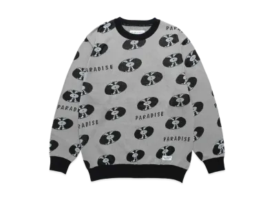 WACKO MARIA Records Jacquard Knit Sweater "Gray"