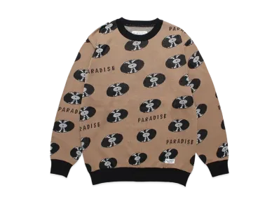 WACKO MARIA Records Jacquard Knit Sweater "Brown"