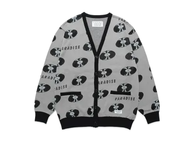 WACKO MARIA Records Jacquard Knit Cardigan "Gray"