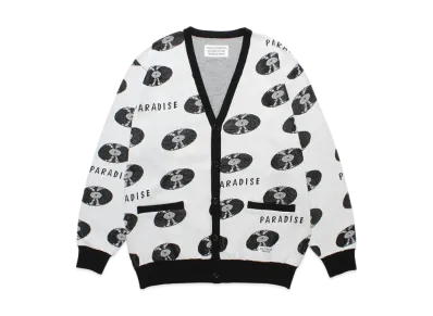 WACKO MARIA Records Jacquard Knit Cardigan "White"