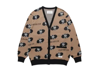 WACKO MARIA Records Jacquard Knit Cardigan "Brown"