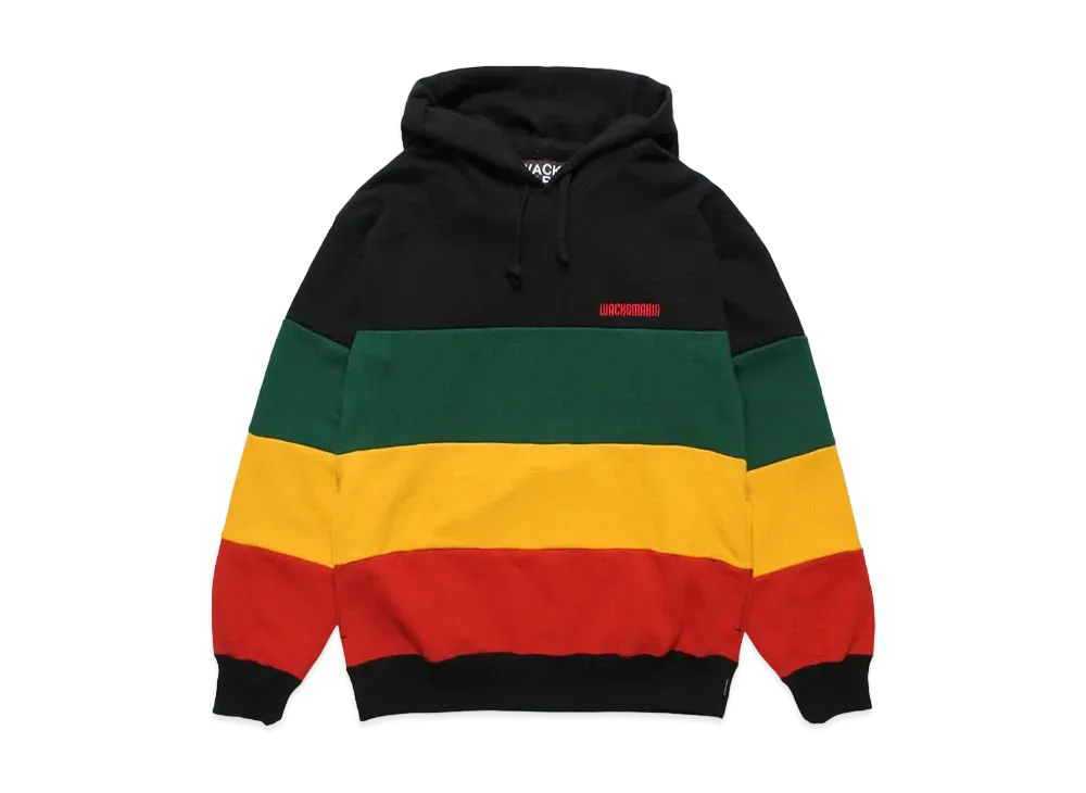 WACKO MARIA Striped Heavy Weight Hooded Sweat Shirt "Black"