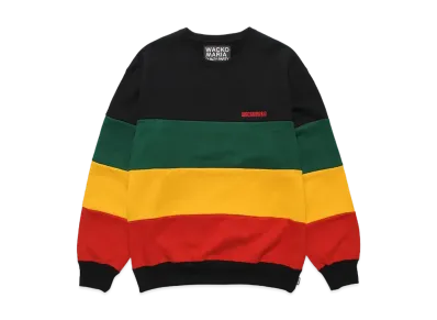 WACKO MARIA Striped Heavy Weight Crew Neck Sweat Shirt "Black"