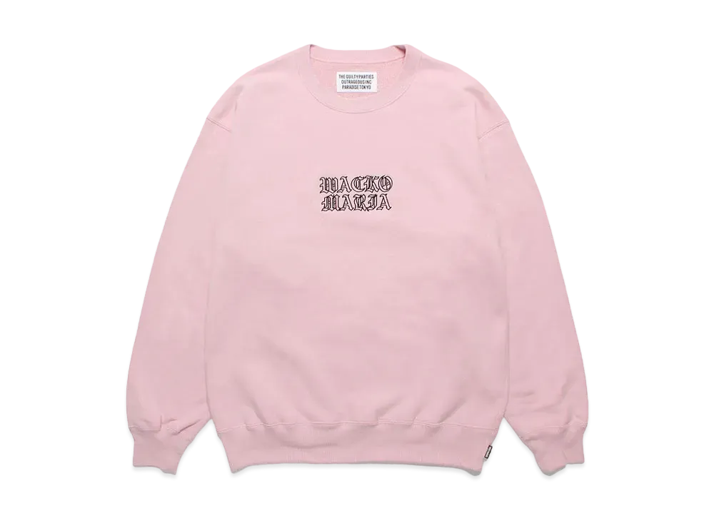 WACKO MARIA Middle Weight Crew Neck Sweat Shirt "Pink"