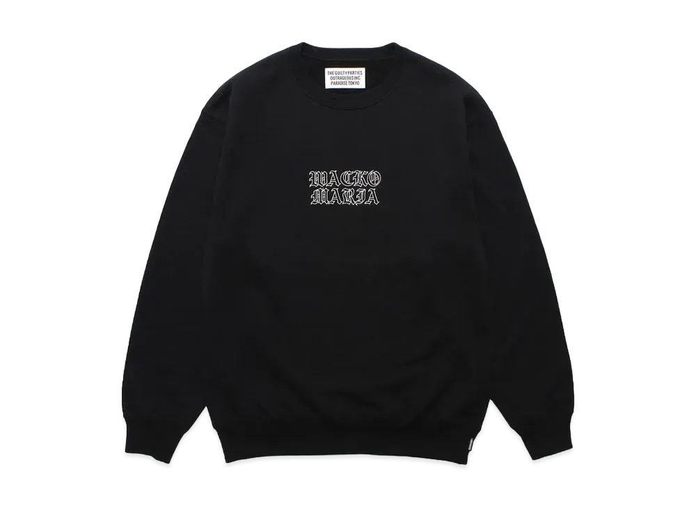 WACKO MARIA Middle Weight Crew Neck Sweat Shirt "Black"