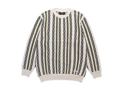 WACKO MARIA Striped Jacquard Knit Sweater (Type-1) "Beige"