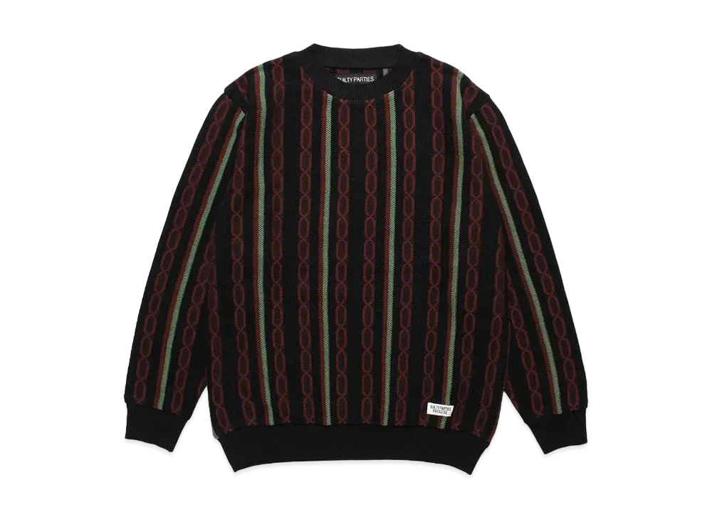 WACKO MARIA Striped Jacquard Knit Sweater (Type-1) "Black"