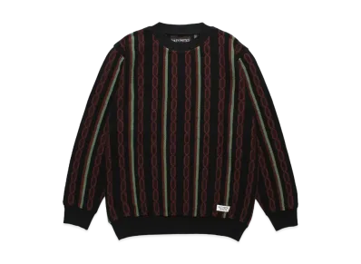 WACKO MARIA Striped Jacquard Knit Sweater (Type-1) "Black"