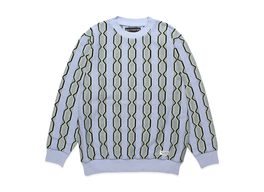 WACKO MARIA Striped Jacquard Knit Sweater (Type-2) "Blue"