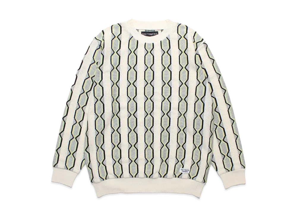 WACKO MARIA Striped Jacquard Knit Sweater (Type-2) "Beige"