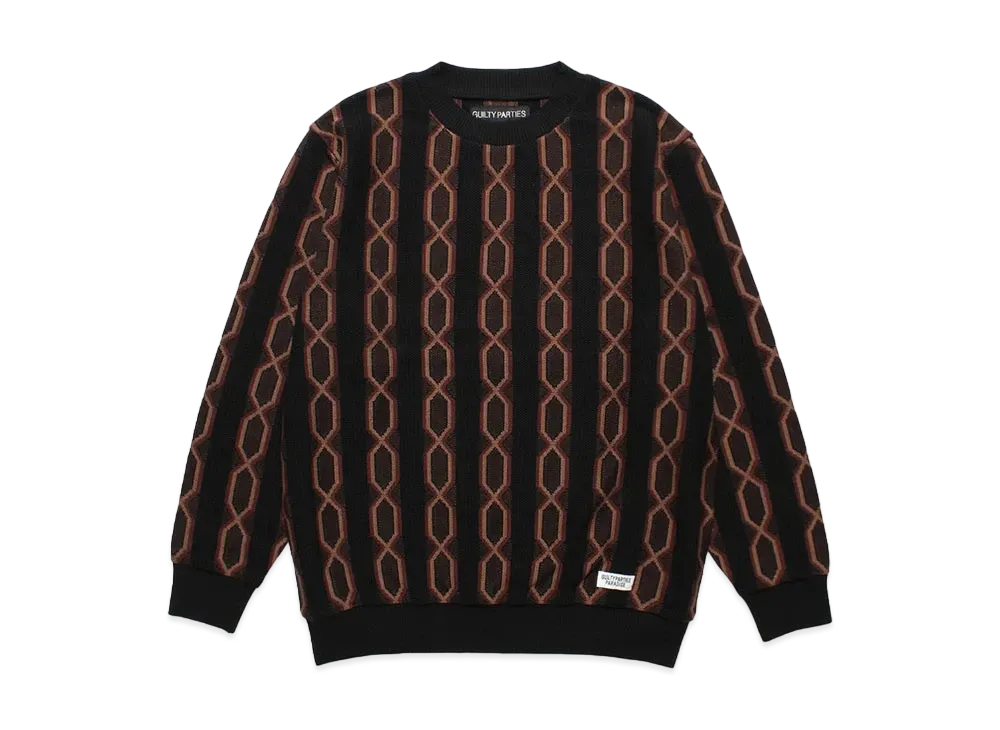 WACKO MARIA Striped Jacquard Knit Sweater (Type-2) "Black"