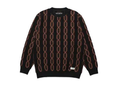 WACKO MARIA Striped Jacquard Knit Sweater (Type-2) "Black"