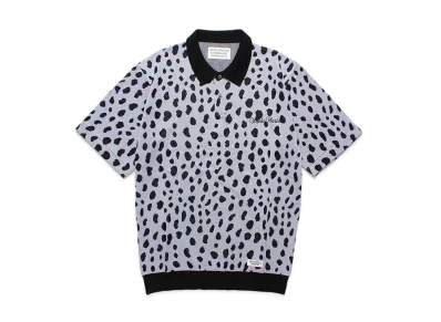 WACKO MARIA Leopard Jacquard Knit Polo Shirt "Purple"